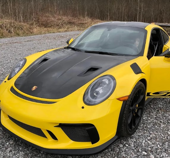 Yellow specialty Porsche ready for import